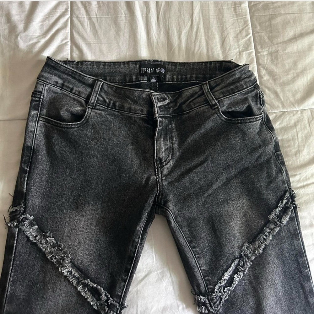 Current Mood Women's Distressed Flare Jeans - Picture 2 of 3